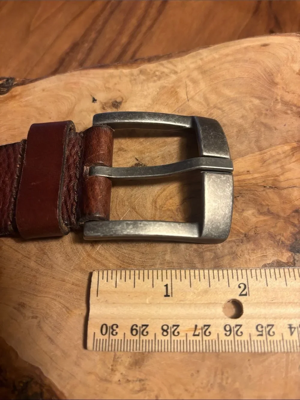 Fossil Men's Dark Brown Leather Belt with Metal Buckle - 40